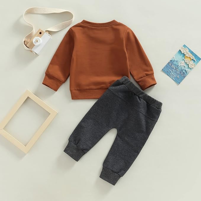Toddler Baby Boy Clothes Solid Color Long Sleeve Crewneck Sweatshirt Top Casual - Image 7