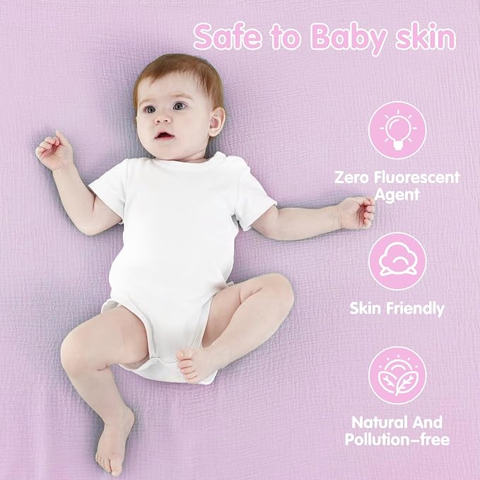 Muslin Swaddle Blankets for Newborns, 2 Pack Large 40 x 40 Inches, 100% Cotton - Image 7