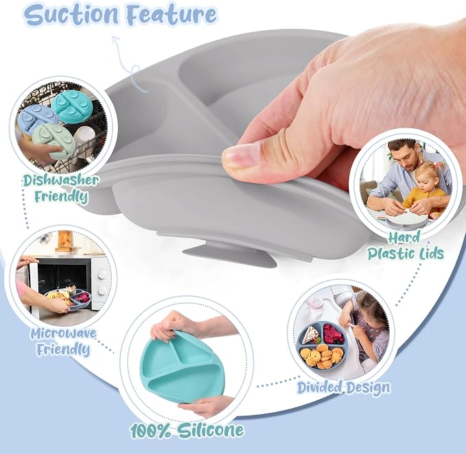 Meanplan 6 Pack Suction Plates for Toddlers - Image 4