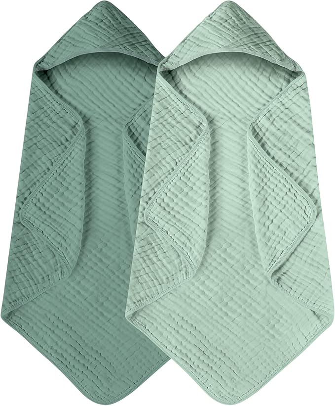 Yoofoss Hooded Baby Towels for Newborn 2 Pack 100% Muslin Organic Cotton Baby by YOOFOSS