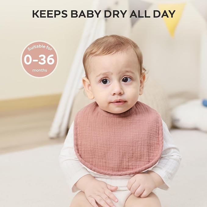 JELLYMONI 8 Pack Muslin Drool Bibs - Image 2