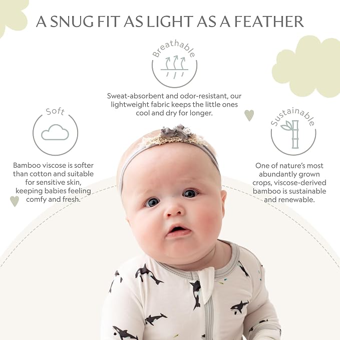 Bamboo Little Soft Baby Footie Pajamas, Baby Clothes, Newborn Sleepers - Image 3
