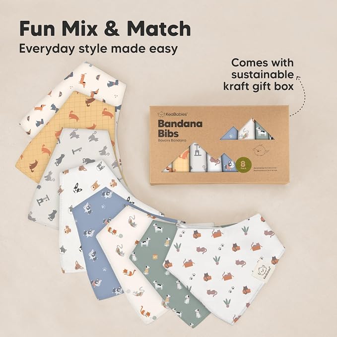 8-Pack Organic Baby Bandana Bibs - Image 9