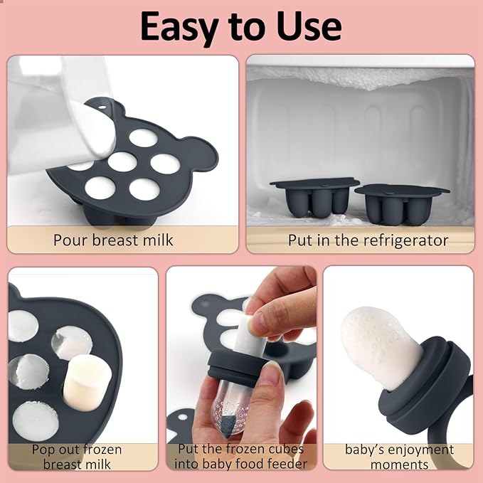 JEXFUN Silicone Baby Food Feeders + Freezer Tray - Image 3