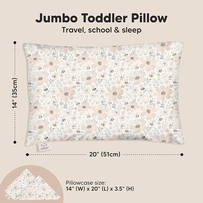 KeaBabies Toddler Pillow with Pillowcase, Jumbo 14X20 - Image 3