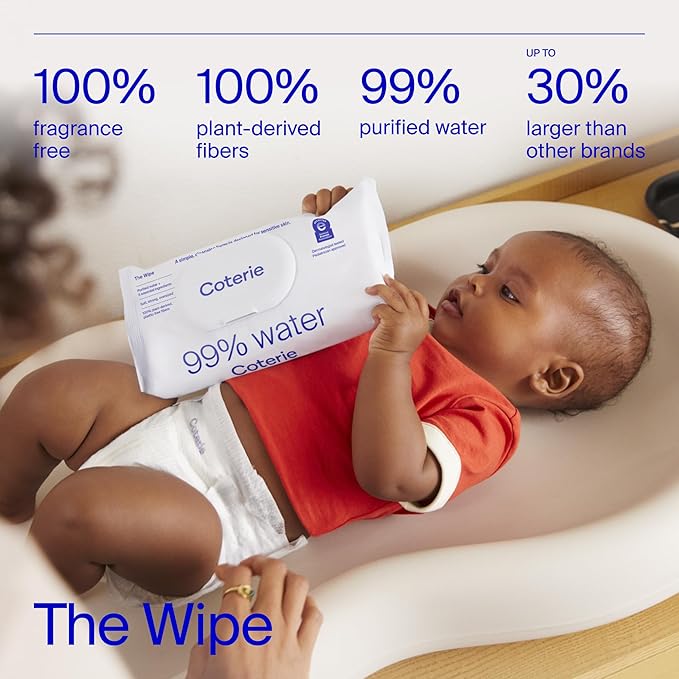 Coterie Baby Wipes + Diapers Kit, Size 1 & Size Newborn Diapers, 4 Pack Wipes - Image 6