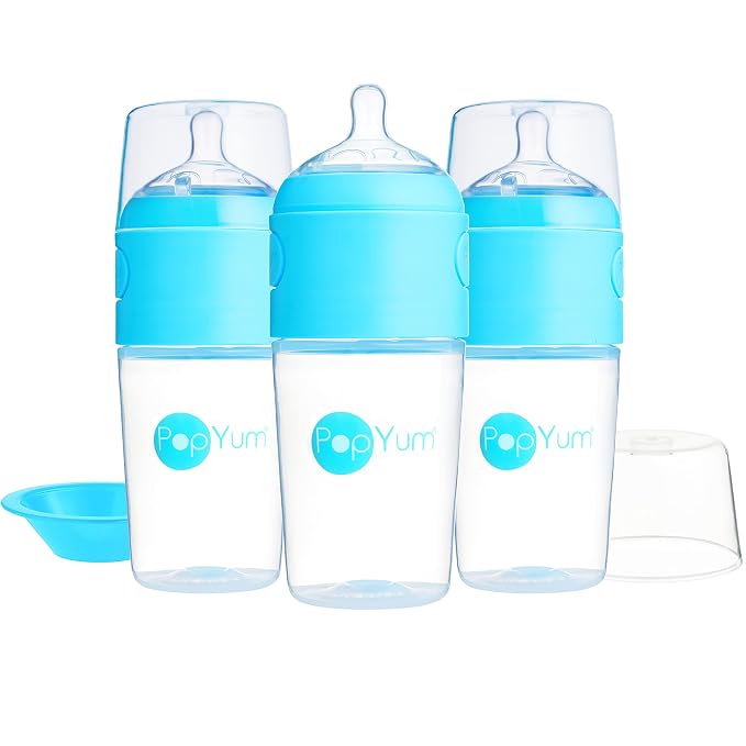 PopYum 9 oz Blue Anti-Colic Formula Making/Mixing/Dispenser Baby Bottles - Image 8