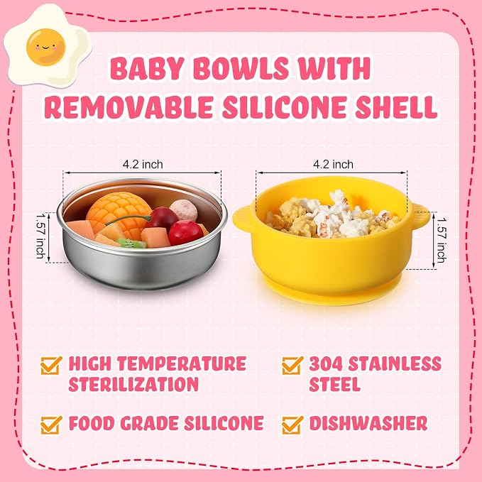 Nuogo 6 Pcs Stainless Steel Baby Bowls - Image 4