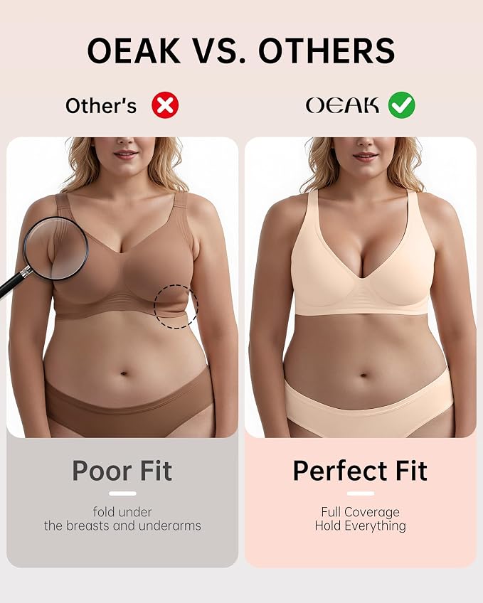 OEAK Womens Deep V Bras Wireless Comfortable Bra Supportive No Underwire Bras - Image 4