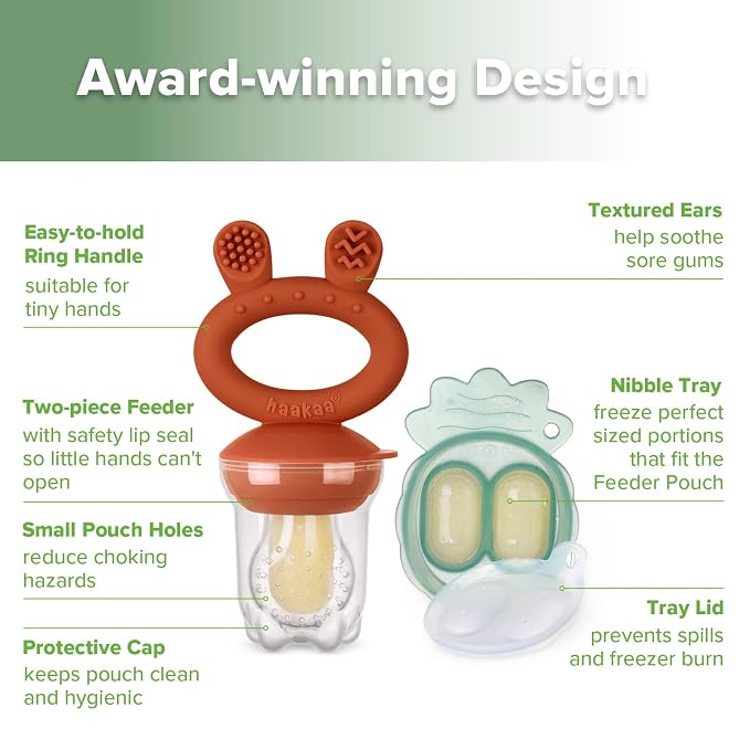 Haakaa Baby Fruit Food Feeder & Mini Freezer Nibble Tray Combo, Breastmilk - Image 4