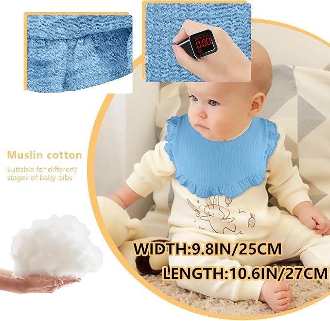 EllieHouse Baby Bibs for Girls Boys 10Pack Muslin Drool Teeth Drooling Teething - Image 3