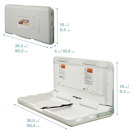 ECR4Kids Horizontal Wall-Mounted Changing Station, Baby Changer - Image 2