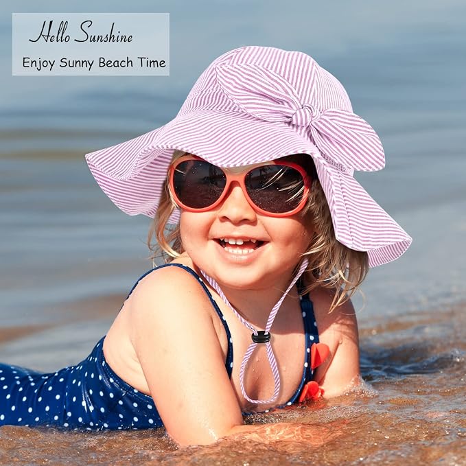 Baby Girl Sun Hat with UPF 50+ Outdoor Adjustable Beach Hat with Wide Brim - Image 5