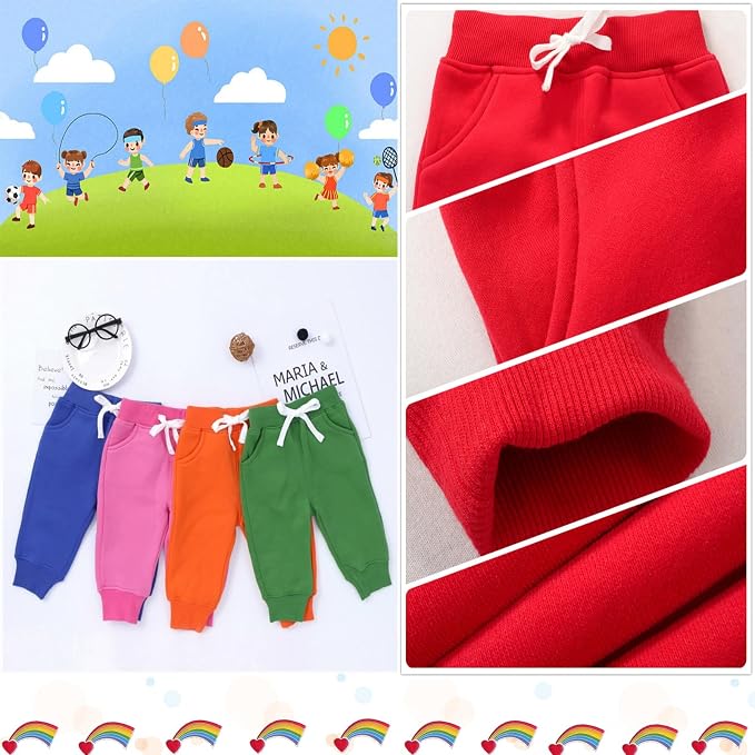 CuteOn Unisex Toddler Jogger Pants Kids Cotton Elastic Waist Winter Baby - Image 4