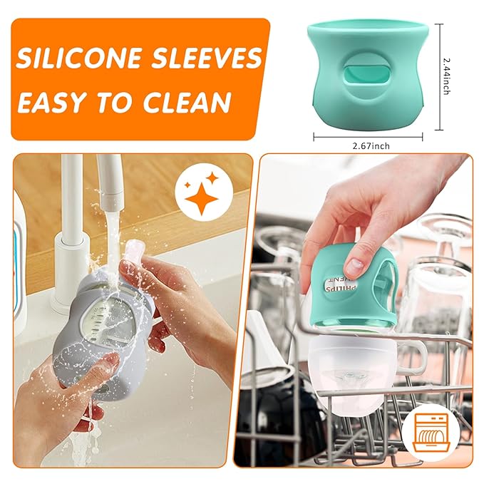 Silicone Sleeves for Avent Glass Natural Baby Bottle, 6 Pack Bottles Shatter - Image 6