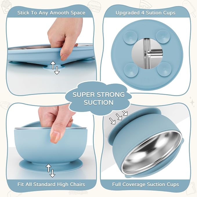 Toddler Plates and Bowls Set Stainless Steel - Image 6