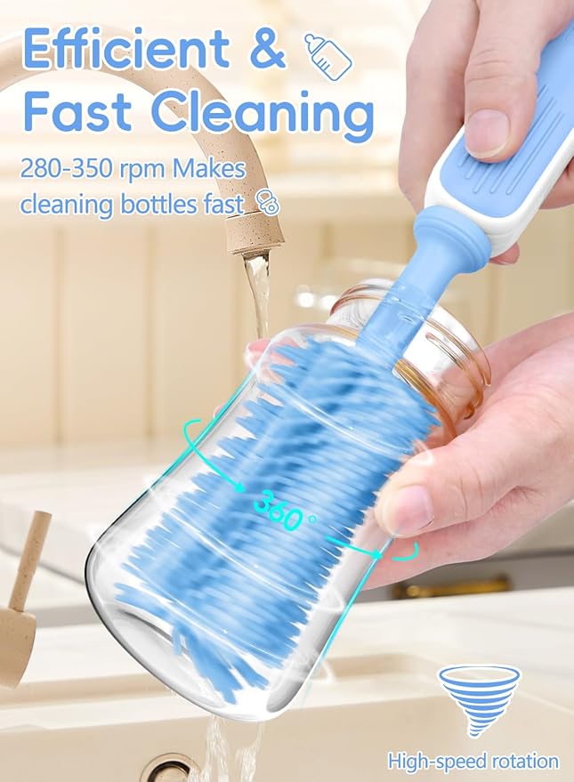 Electric Baby Bottle Brush Cleaner, Baby Travel Bottle Cleaner Kit- 2000mAh - Image 5