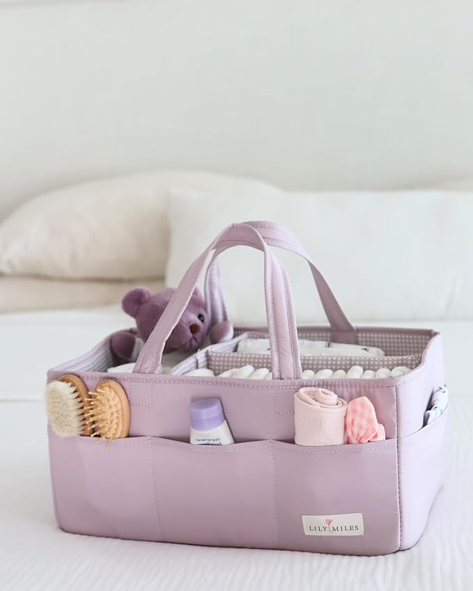 Lily Miles Baby Diaper Caddy Organizer, Wipeable Diaper Organizer Basket - Image 8