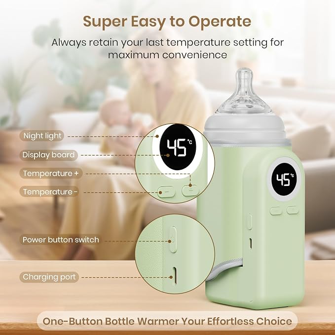 Portable Bottle Warmer for Travel, Precise Temperature Milk Warmer, 10000mAh - Image 2