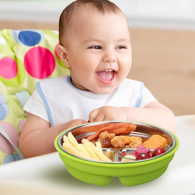 Nuogo 2 Pcs Stainless Steel Baby Suction Plates - Image 5