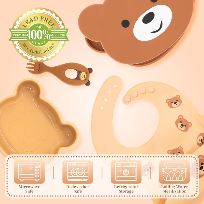 Silicone Baby Feeding Set 7 Pcs, Baby Led Weaning Supplies, Baby Feeding - Image 3
