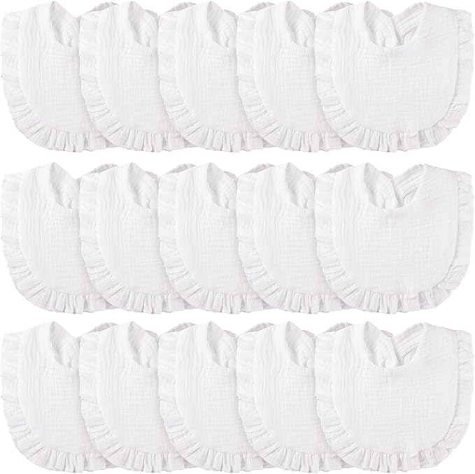 Kenning 18 Pcs Muslin Drool Baby Bibs Baby Girl Ruffle Bibs Absorbent Cotton by Kenning