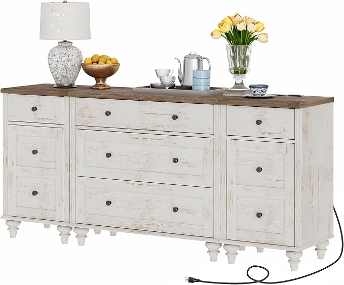 WAMPAT Rustic White Dresser for Kids Bedroom - Image 5