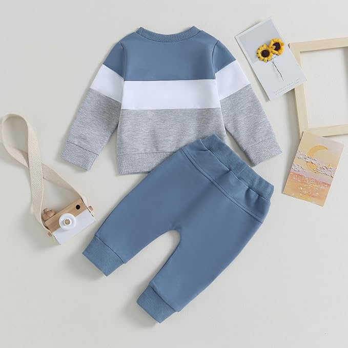 Kupretty Toddler Baby Boy Fall Winter Clothes Color Block Long Sleeve - Image 6