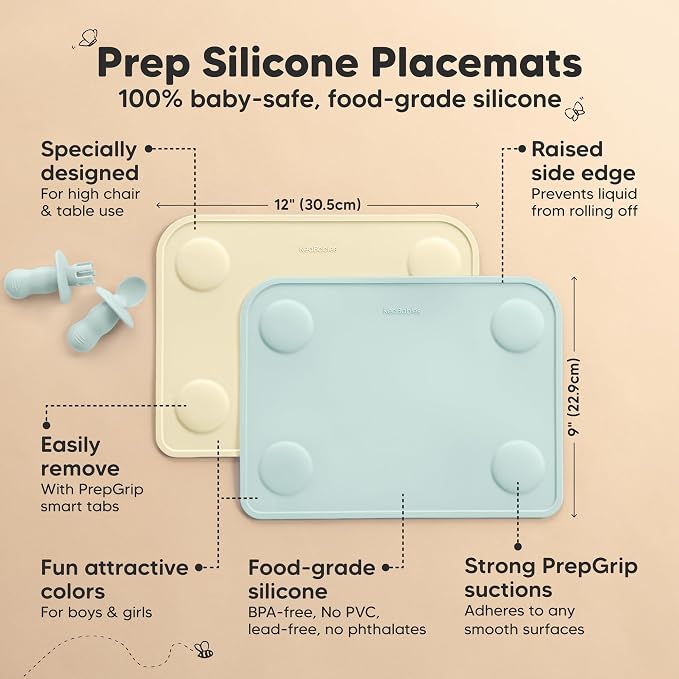 KeaBabies 2-Pack Silicone Placemats - Image 2