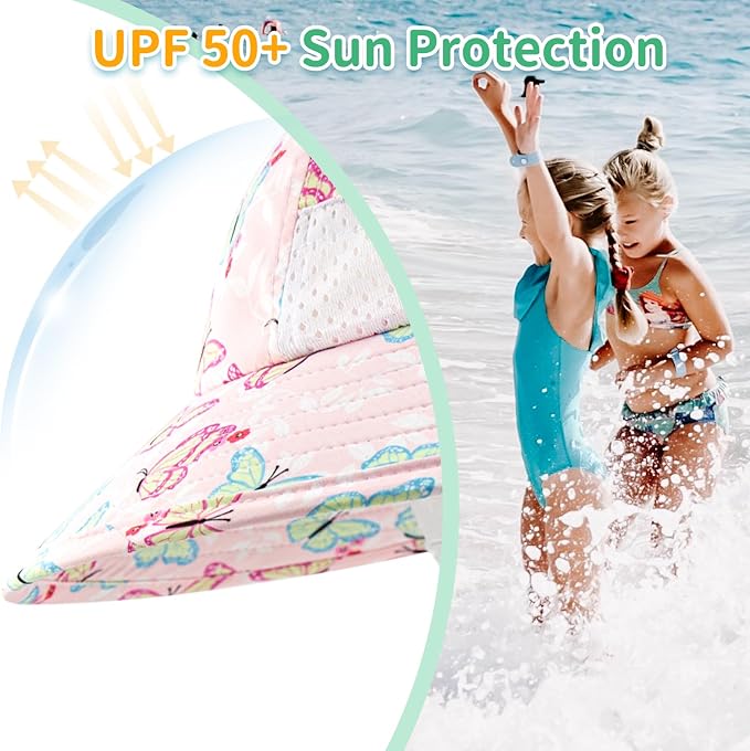 XIAOHAWANG Girls Sun Hat Baby Beach Hats Boys UPF 50+ Kids Summer Protection - Image 2