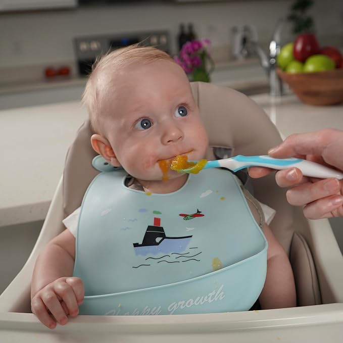 Silicone Baby Bibs Unisex, Self-Feeding, Catch-all Large Pocket, 6-48 months - Image 6