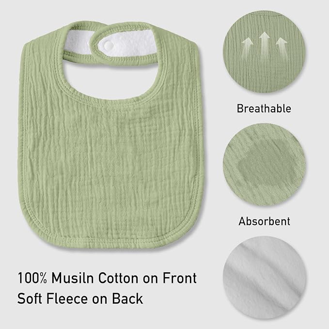 Muslin Baby Drool Bibs for Unisex Boys Girls, 6 Pack Soft Cotton Baby Bib for - Image 5