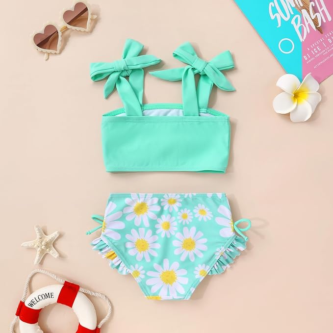 Toddler Swimsuit Girl Color Block Stripe Swimwear Baby Girl Summer Beach - Image 3