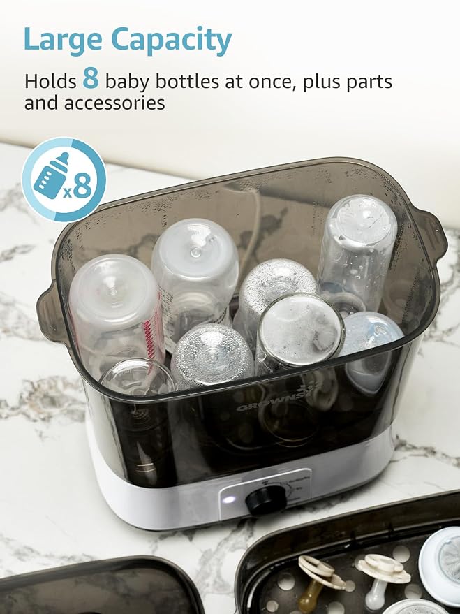 GROWNSY Adjustable 3 IN 1 Large Bottle Sterilizer and Dryer, Electric Steam - Image 5