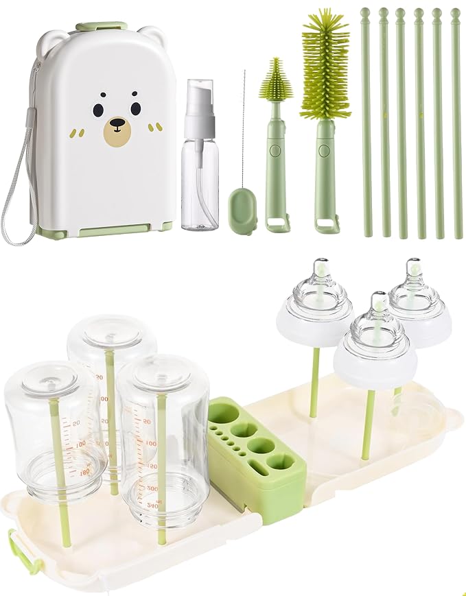 Travel Bottle Cleaner kit, 7in1 Baby Toddler Travel Essential Silicone Bottle by TheNorthwayOneStore