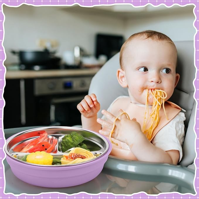 Nuogo 2 Pcs Stainless Steel Baby Suction Plates - Image 6