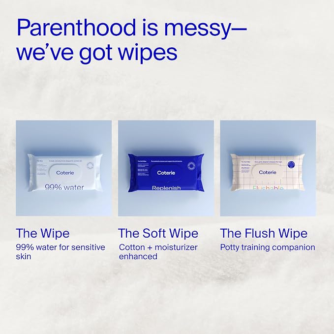 Coterie Flushable Wipes for Sensitive Skin, Hypoallergenic, 99% Water, - Image 7