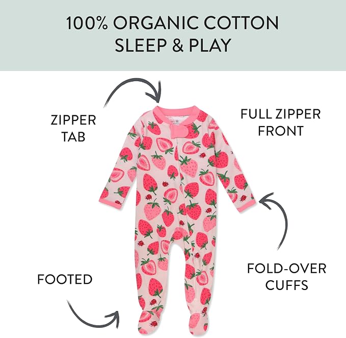 HonestBaby Sleep and Play Footed Pajamas One-Piece Sleeper Jumpsuit Zip-Front - Image 2