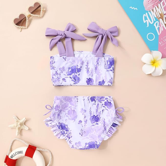 Toddler Swimsuit Girl Color Block Stripe Swimwear Baby Girl Summer Beach - Image 3
