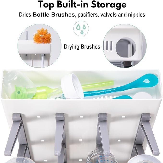 Space Saving Vertical Bottle Drying Rack, Large Countertop Baby Bottle Drying - Image 4
