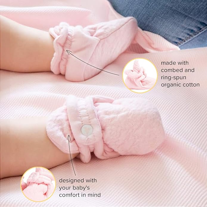 Burt's Bees Baby Unisex Booties Organic Cotton Newborn Essentials Shoes - Image 4