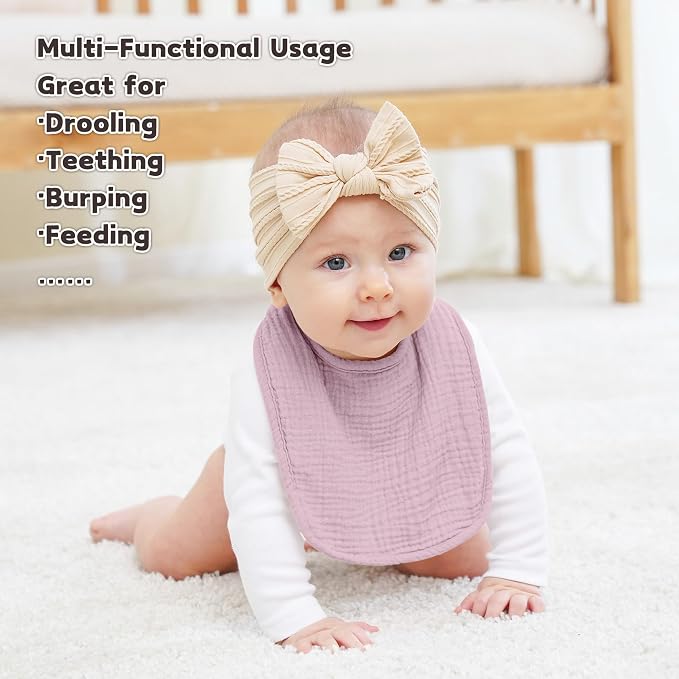 Susurration Muslin Baby Drool Bibs 10Pack Soft Square Adjustable Bandana Bibs - Image 2