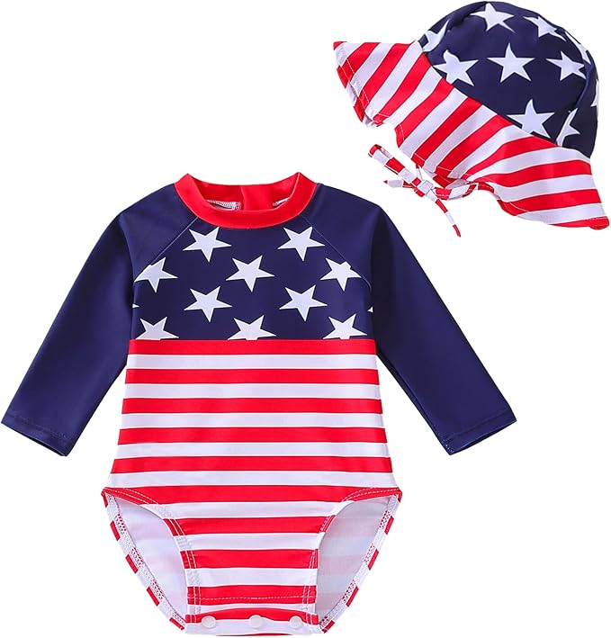 WOLBAY Baby Girl Swimsuit Long Sleeve One Piece Rash Guard by WOLBAY