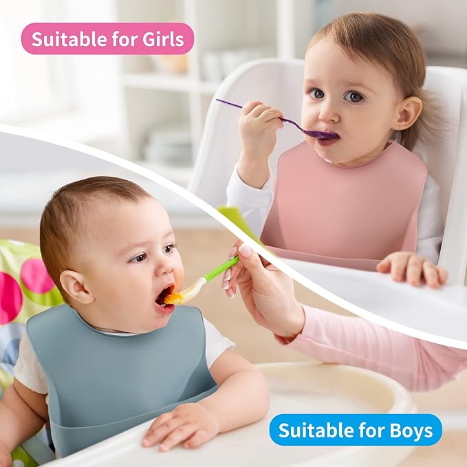 ME.FAN Silicone Baby Bibs for Babies & Toddlers | Adjustable Silicone Bibs 2 Set - Image 5