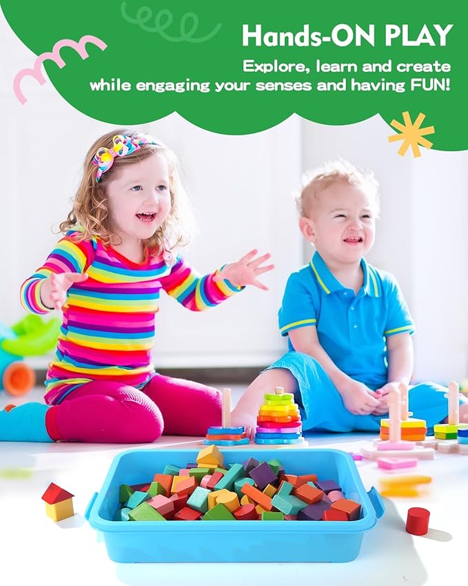 Sensory Bin Sand Tray with Lid for Toddlers 2 Pcs 15in Portable Sandbox Toy - Image 4