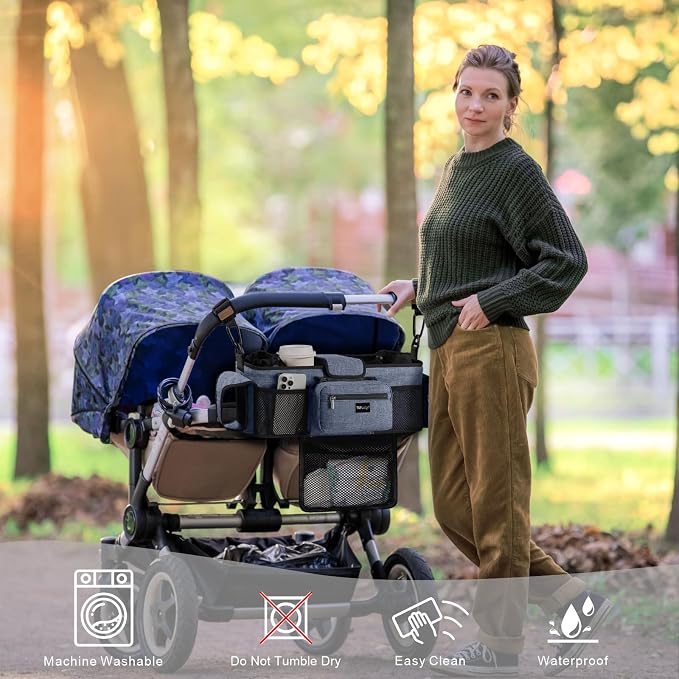 TOPDesign Universal Baby Stroller Organizer, Double Stroller Caddy - Image 2