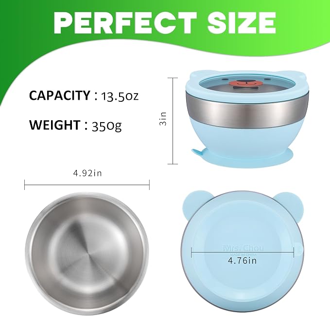 Suction Bowl and Spoon Set for Babies and Toddlers Non-Slip Silicone Suction - Image 9
