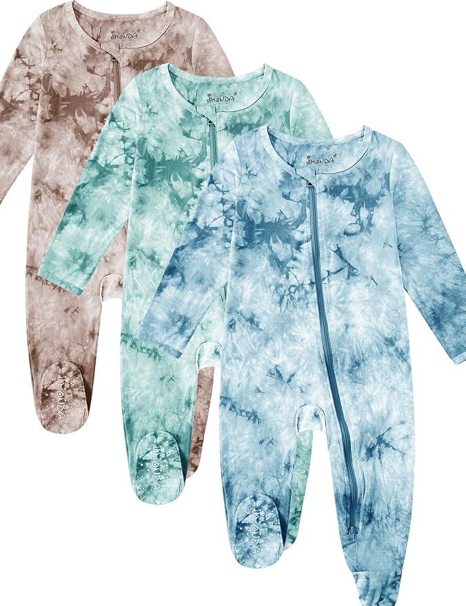Jimonda Baby Girls Boys Footed Pajamas, Rayon From Bamboo, 2 Way Zipper Long by JimondaBaby