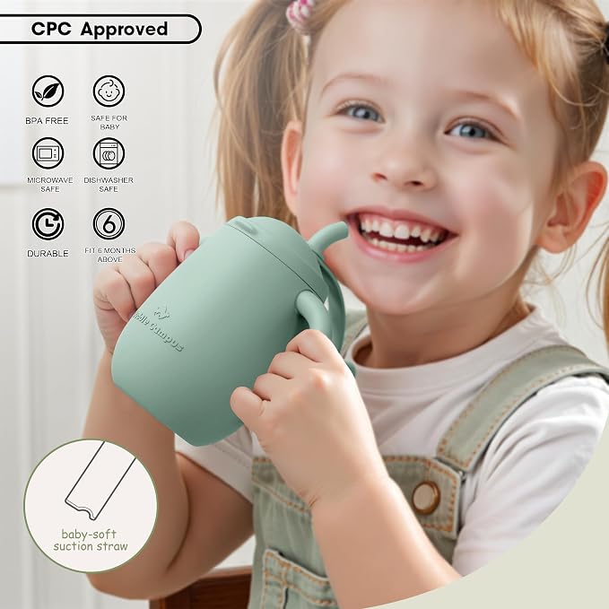 Cuddle Campus Pack of 2 Silicone Baby Training Cup, Shatterproof Toddler Sippy - Image 5