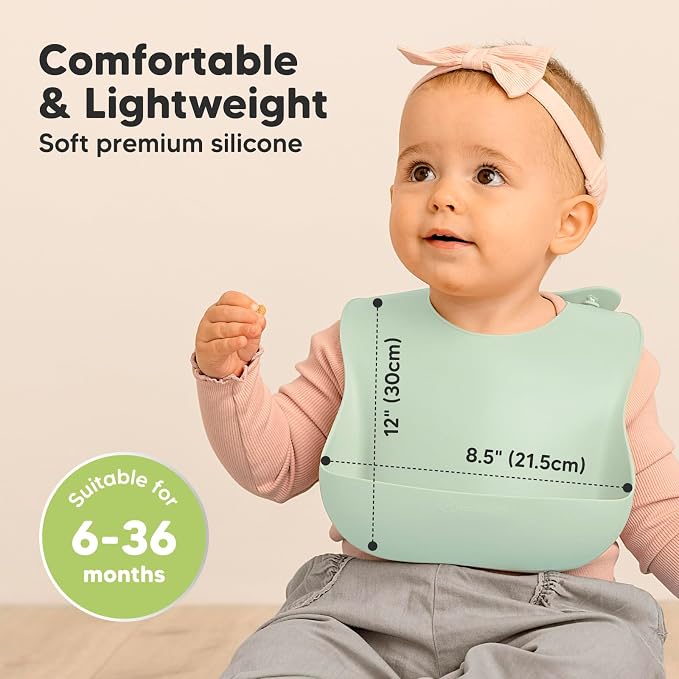 KeaBabies 2-Pack Silicone Baby Bibs - Image 3